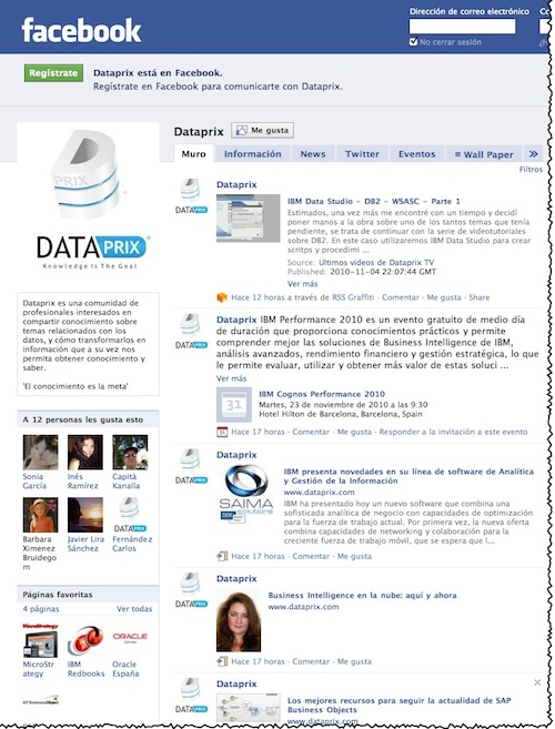 Página de Dataprix en Facebook