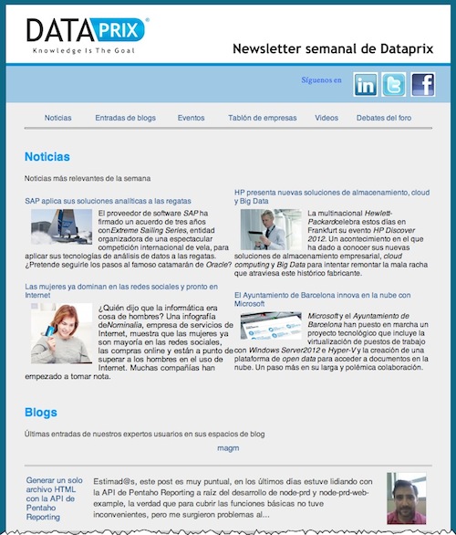Boletin semanal de novedades IT de Dataprix