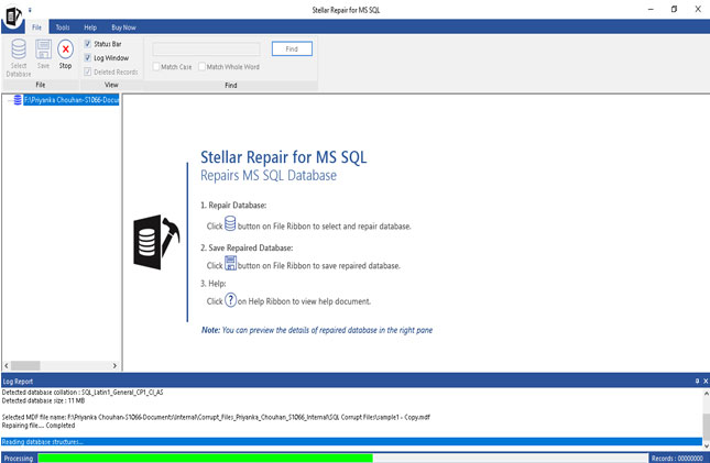 Base de datos SQL Server para reparar con SQL Database Repair