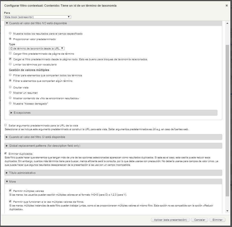 Vistas de Drupal, bloque para contenido relacionado