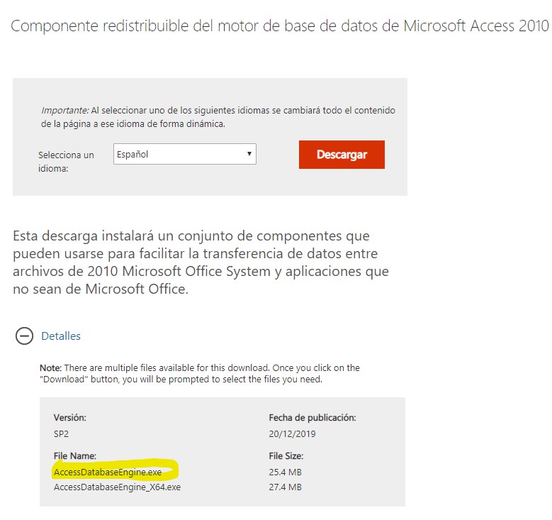 Componente redistribuible de Access