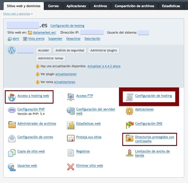 Activación de estadisticas web en Plesk