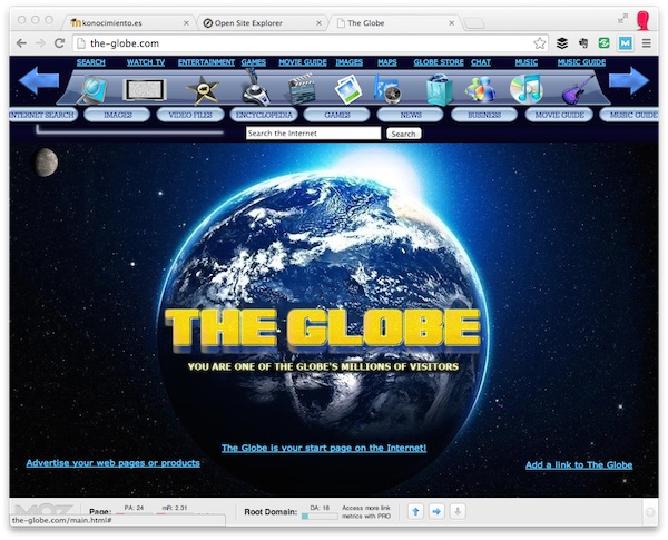 Portal TheGlobe de directorio de enlaces