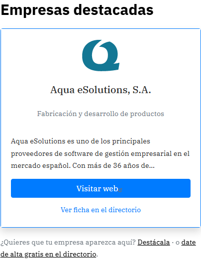 Bloque «Empresas destacadas» del lateral de Dataprix