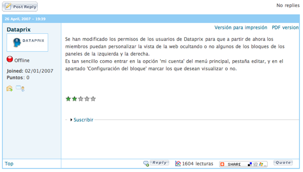 Entrada del foro de Dataprix